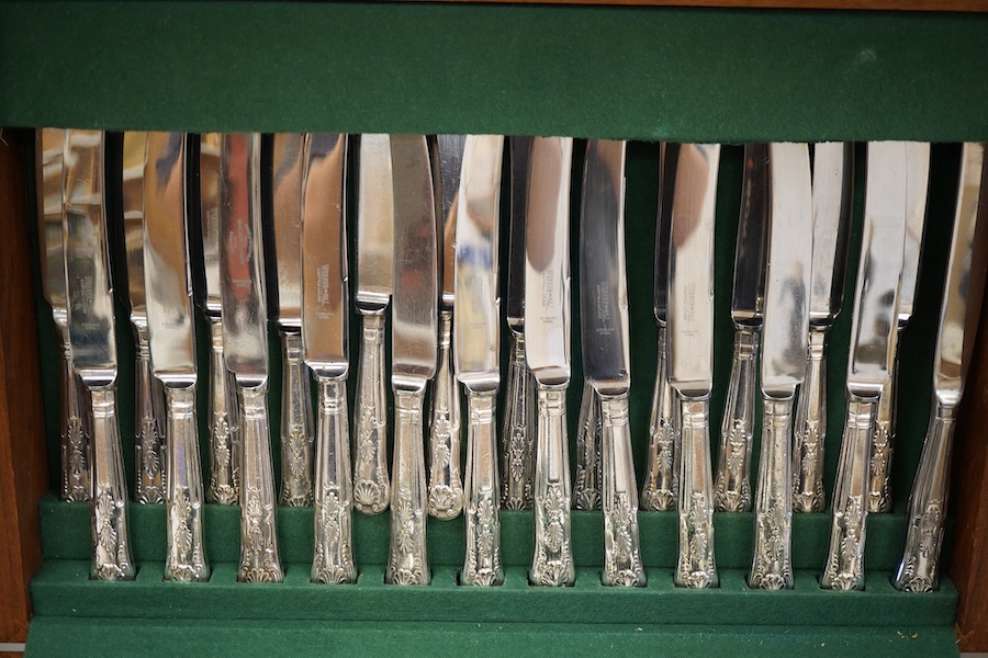 A canteen of Sheffield Plate King's pattern flatware with plated mounts